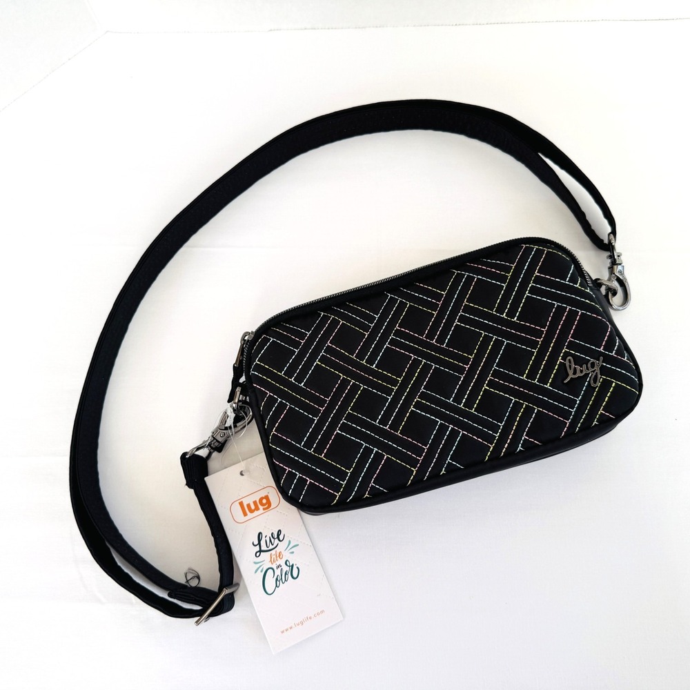 LUG COUPE XL Convertible Crossbody/Waist Hip Fanny Pack/Belt Bag Black w/Ice Pop